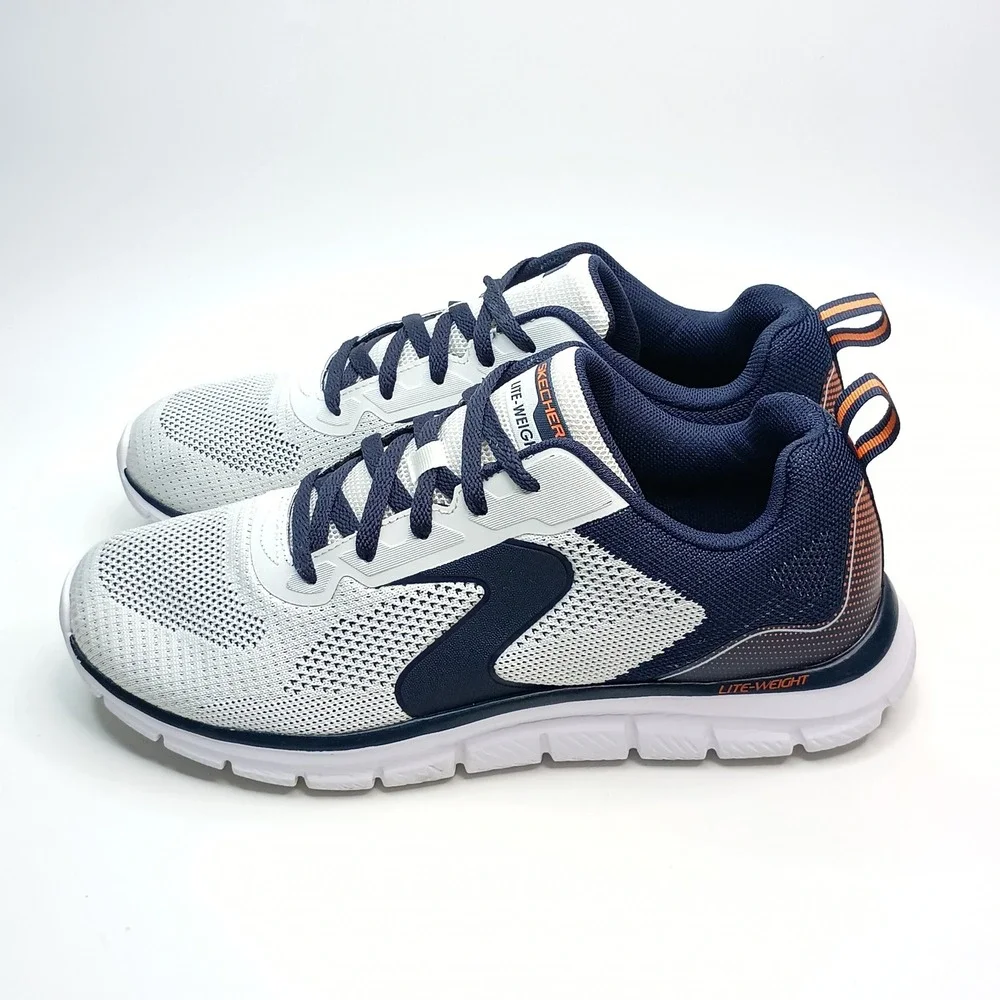 Skechers | Shoes | Skechers Liteweight Mens White Navy Blue Memory Foam ...